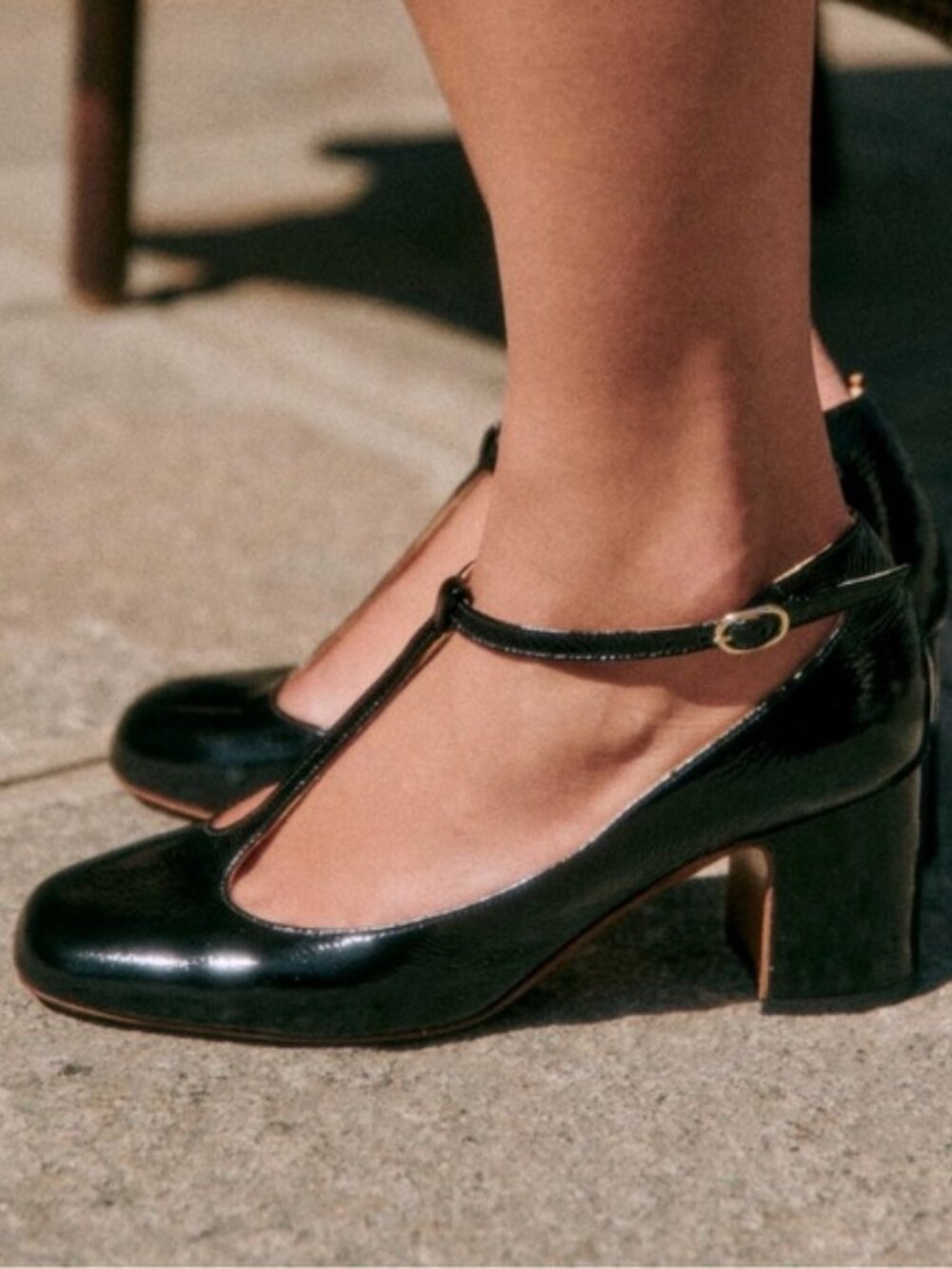 Sezane Marcie Mary Janes Patent Black - Size 9
